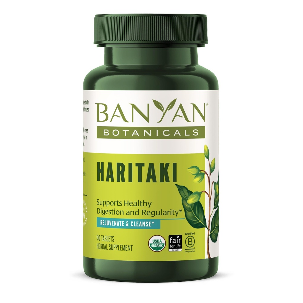 Banyan Botanicals Haritaki Comprimés – Certified Organic Terminalia Chebula – Supports Détoxification et rajeunissement* – 90 Comprimés – Non-OGM durable Certified Fair for Life Fair Trade