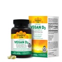 Country Life Vegan D3 5000 IU – Vitamina D3 derivata dalla pianta da Lichen – Supporto Immune & Bone ad alta potenza – Certificato Vegan, senza glutine, non OGM – 60 Softgels