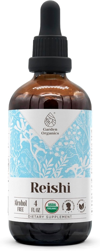 Reishi USDA Organic Alcohol-Free Extract | Nahrungsergänzung, Hochfeste Tinktur | Natürliche Zertifizierte Bio Reishi Pilz (Ganoderma Lucidum) (4 oz)