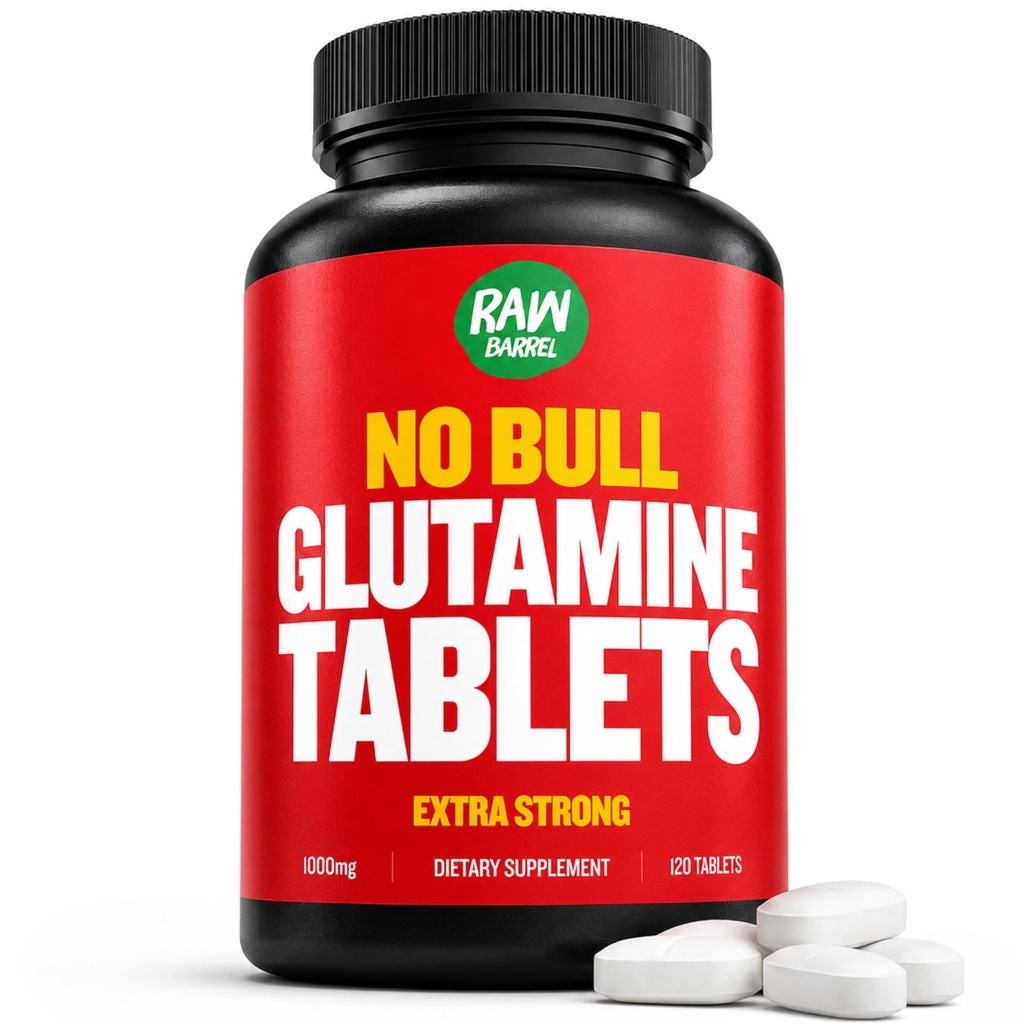 “No Bull” L-Glutamin Tabletten, reine L Glutamin Pillen, Non GMO, L Glutamine Supplement, Natürlich Vegan, Vegetarisch Freundlich und Glutenfrei, 1000mg