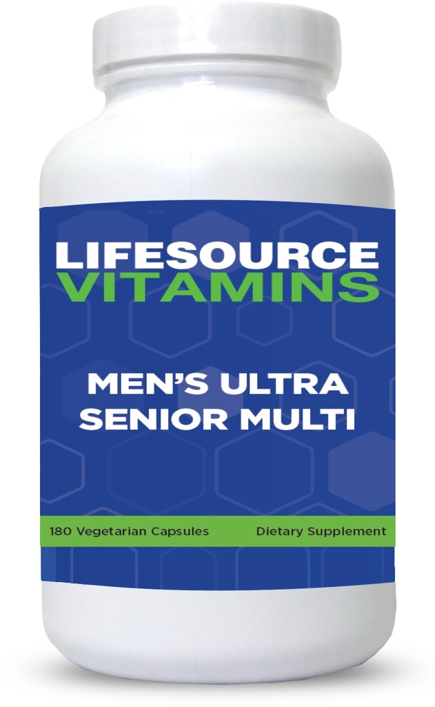 LifeSource Vitamins Men's Senior Multi - Vegetariano - Un Multi completo per gli uomini 50 anni e oltre - 180 capsule- 60 giorni di alimentazione