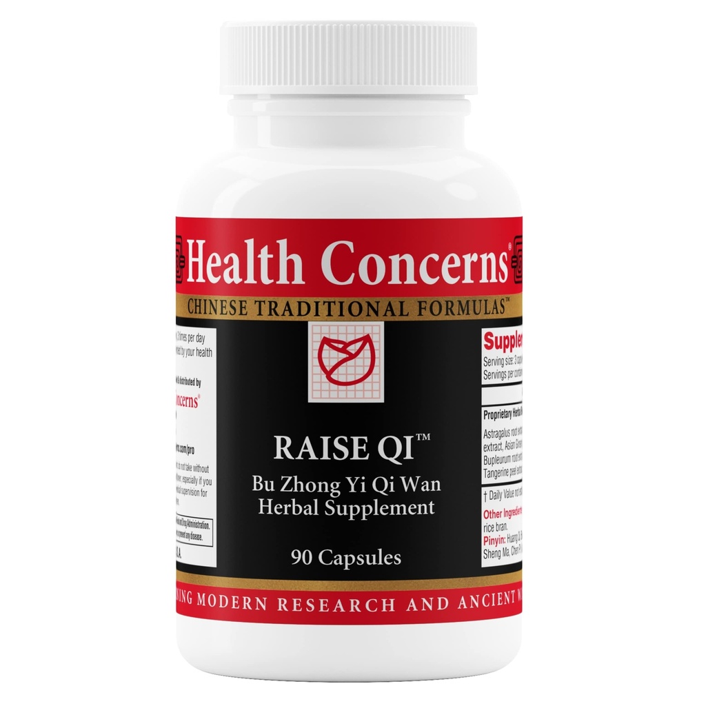 Gesundheitsbelange Raise Qi – Energie- und Immunsystemunterstützung – Bu Zhong Yi Qi Wan Formula – Astragalus, Ginseng & Dong Quai Kräuterergänzung für Schwäche, Verdauung & Yang Qi Balance – 90 Kapseln