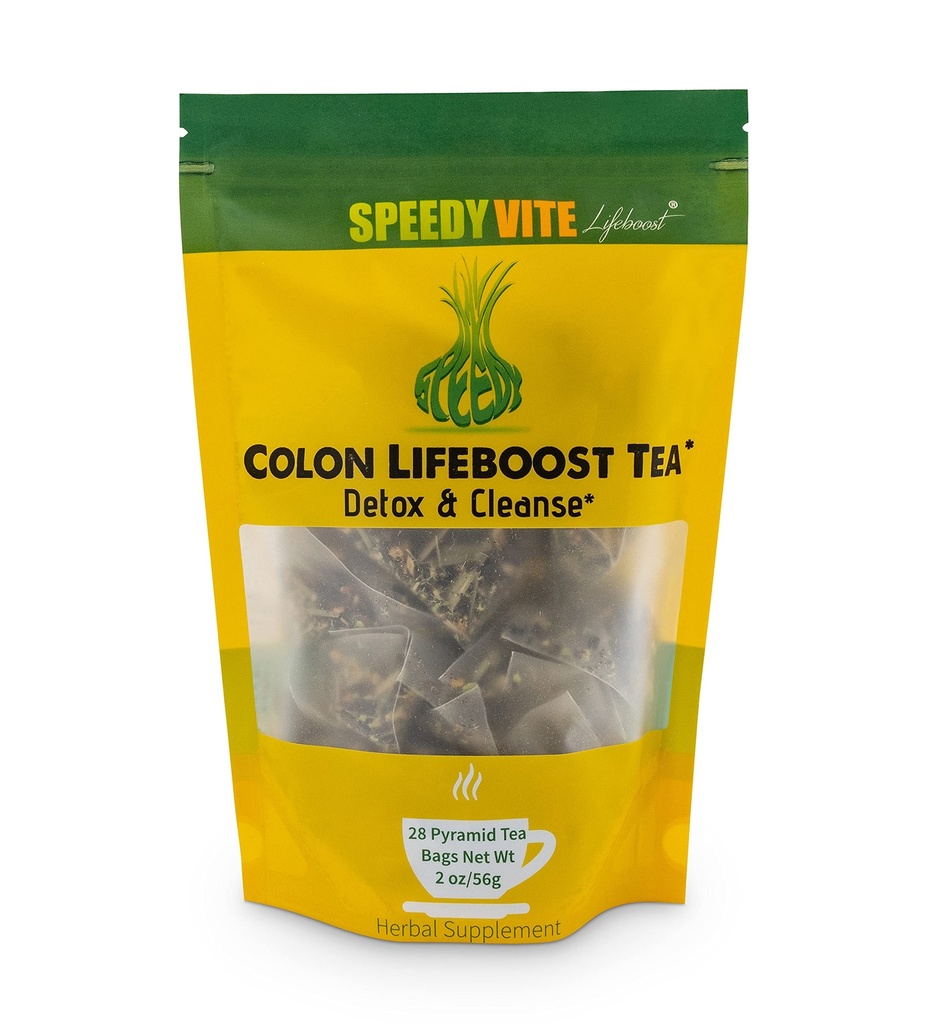 SpeedyVite Colon LifeBoost Tea Detox and Cleanse - Organic Pu'er Tea with Ginger, Lemongrass - per aumentare la salute e la funzione del colon