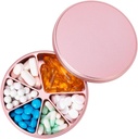 Pill Organizer 6 Komponenten Pill Dispenser - Heavy Duty Metal Daily Pill Container, Tägliche Pille Box Pillenhalter, Wasserdichte Medikamentenhülle für Vitamin Supplement Medizin Fischöle, 0.38lb, Pink