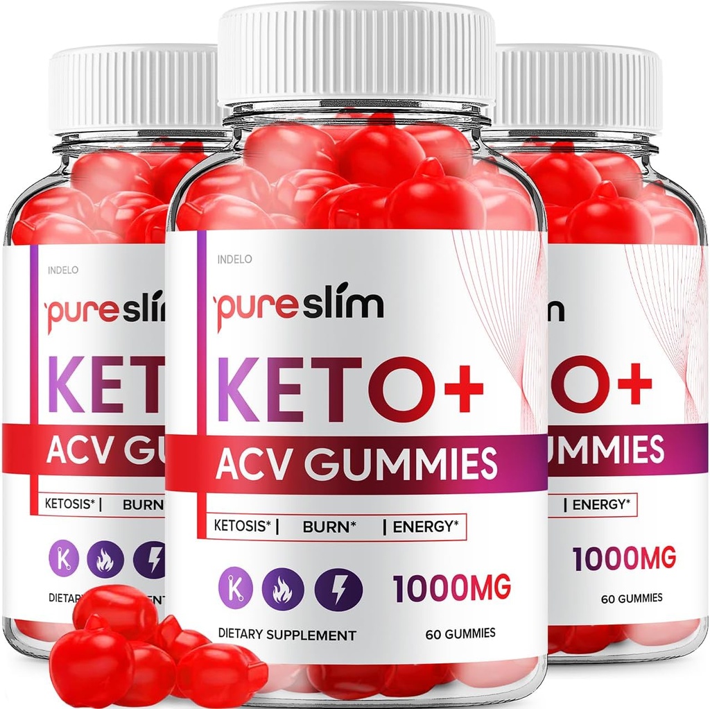 (3 Pack) Pure Slim Keto ACV Gummies - Advanced Formula PureSlim Keto Plus ACV Gummies Apple Cider Essig Pure Slim ACV Gummies Nahrungsergänzungsmittel Bewertungen Männer Frauen (180 Gummi)