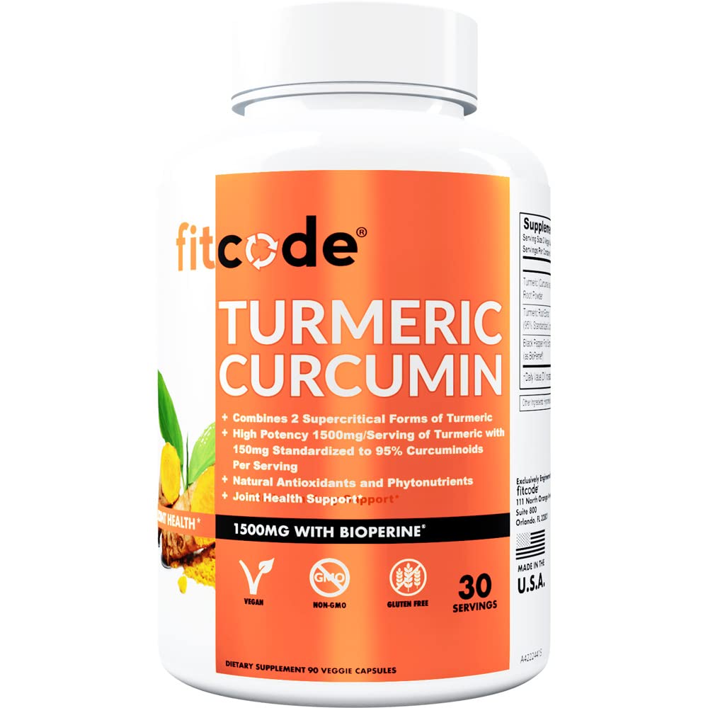 curcumina curcuma curcuma con 95% curcuminoidi, potenza più alta, non OGM, senza glutine, 1500mg di curcumina erboristica ultra-pura con bioperina per assorbimento potenziato, 30 capsule vegetali di servizio