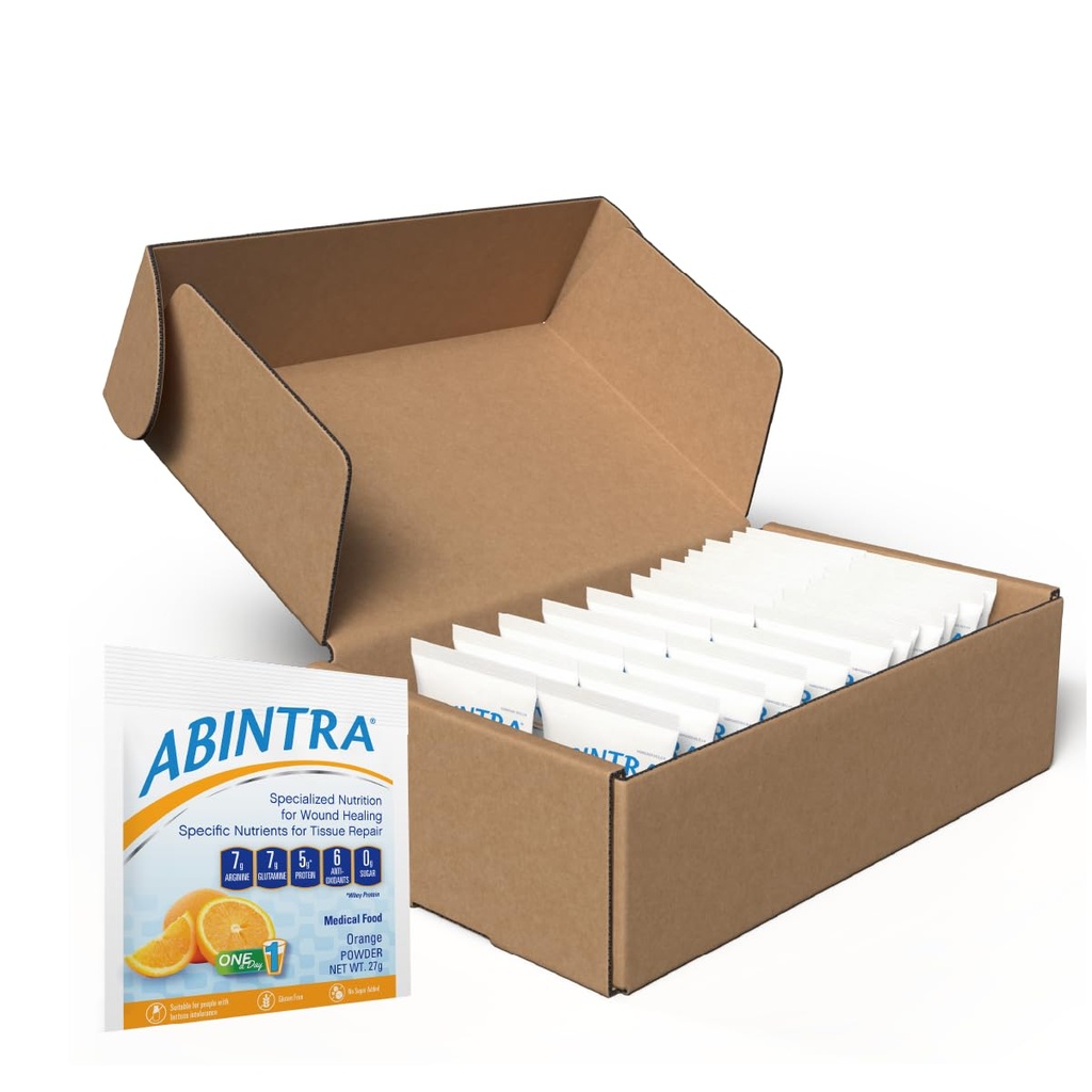 ABINTRA Specializzato Guarnizione Guarnizione Supplemento nutrizionale include L-Arginina, L-Glutamina, Proteine del siero, Vitamine e Minerali, Aroma arancione, Made in USA - 30 Pacchetti