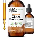 Wild & Organic Chaga Mushroom Tincture - Supporto immunitario con Chaga Mushroom Extract Liquid - Integratore di gocce di immunità - Vegan, Sugar & Alcohol-Free - 2 fl oz