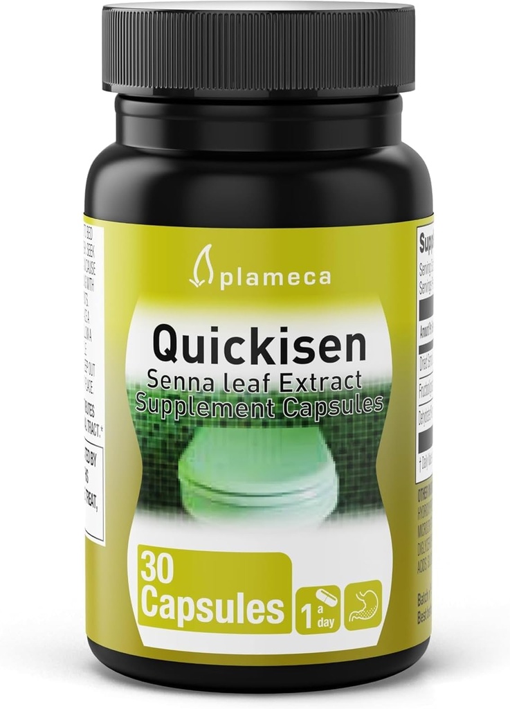 Plameca Quickisen Laxative Capsules, Relief aus okziösem Konsum, Natürlicher Senna-Extrakt, unterstützt Darmgesundheit, Nahrungsergänzung Glutenfrei und Dairy-frei, 30 Kapseln