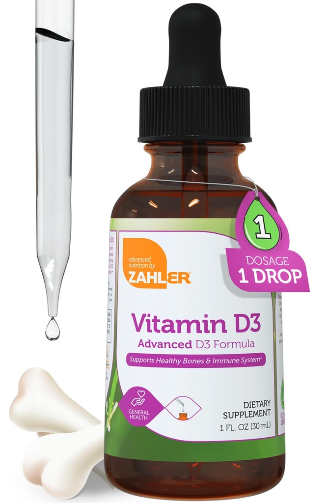 Zahler Liquid Vitamina D3 5000 IU - per adulti Bone & Salute Immune - Vitamina D3 Integratori per Donne & Uomini (1 fl oz)