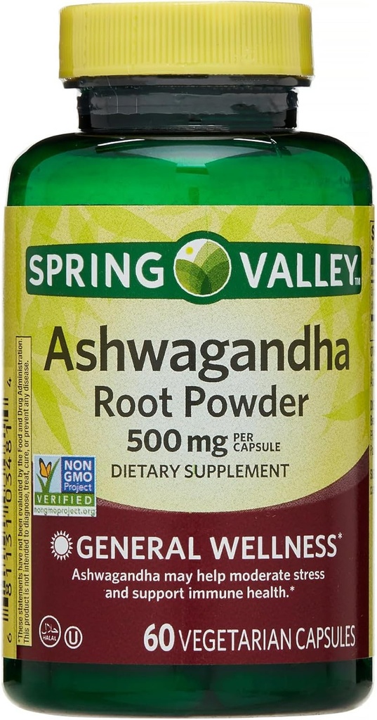 IKJ Ashwagandha Wurzelpulver Allgemeine Wellness Nahrungsergänzung Vegetarische Kapseln, 500 mg, 60 Zähler