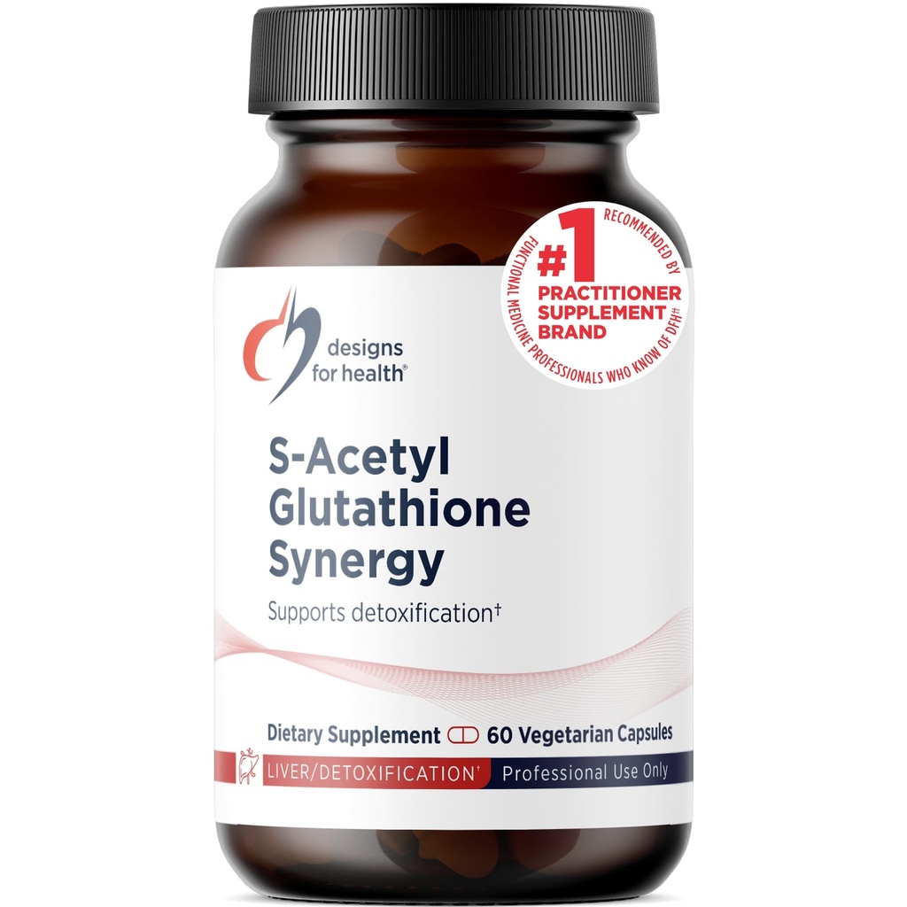 Conceptions pour la santé S-acétyl Glutathion Synergy - 200mg S-A-GSH avec NAC + vitamine B6 - Supplément anti-OGM pour aider à soutenir la désintoxication normale (60 capsules)