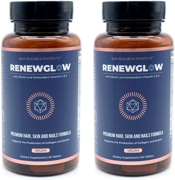 SRILabs Renewglow Biotin 5000mcg Supplemento per la crescita dei capelli per le donne 40 Plus - Gotu Kola Vitamin E, C Zinc per i capelli sani, la pelle e le unghie – con 27 Beauty Enhancing Nutrients