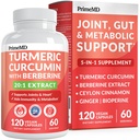 5-in-1 Organic Turmeric Curcumin Supplement (4210mg) mit Berberine, Ceylon Cinnamon Bioperine und Ginger Ergänzungen für Gelenk-, Herz-, Gut- und Stoffwechselunterstützung (120 ct)