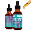 Support du foie & NAC, Zinc - 2 fl oz gouttes liquides avec le chardon de lait, racine de dandelion, chicorée, curcuma, racine de betterave, Piedra de Chanca - Nettoyer le foie et le supplément de détox