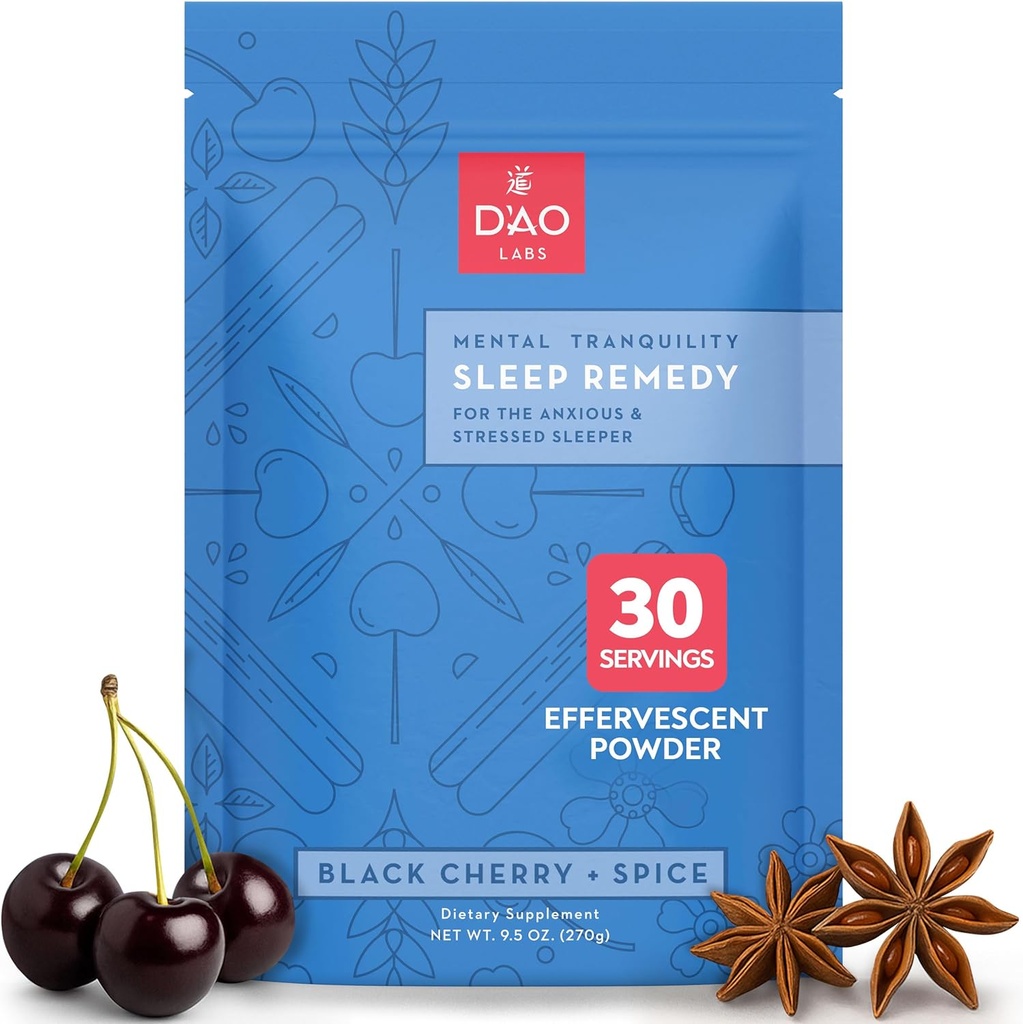 D'AO Labs Tranquillità mentale - Non-Habit Forming - Mental Calmness Supplement - Stress Relax & Tranquil Powder - GUI Pi Tang Herbal tradizionale cinese - Black Cherry & Spice Flavor - 30 Serve