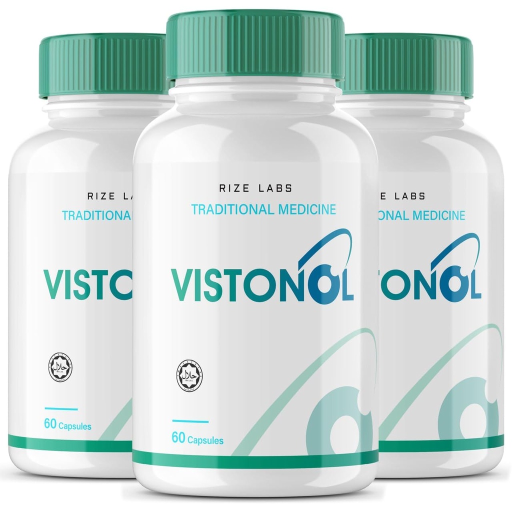 Rize labs Vistonol Vision Supplemento, Capsule All-Natural per il rapido miglioramento della salute e migliore capacità di messa a fuoco, Supporta funzioni occhio sano - Confezione di 3(180 capsule)