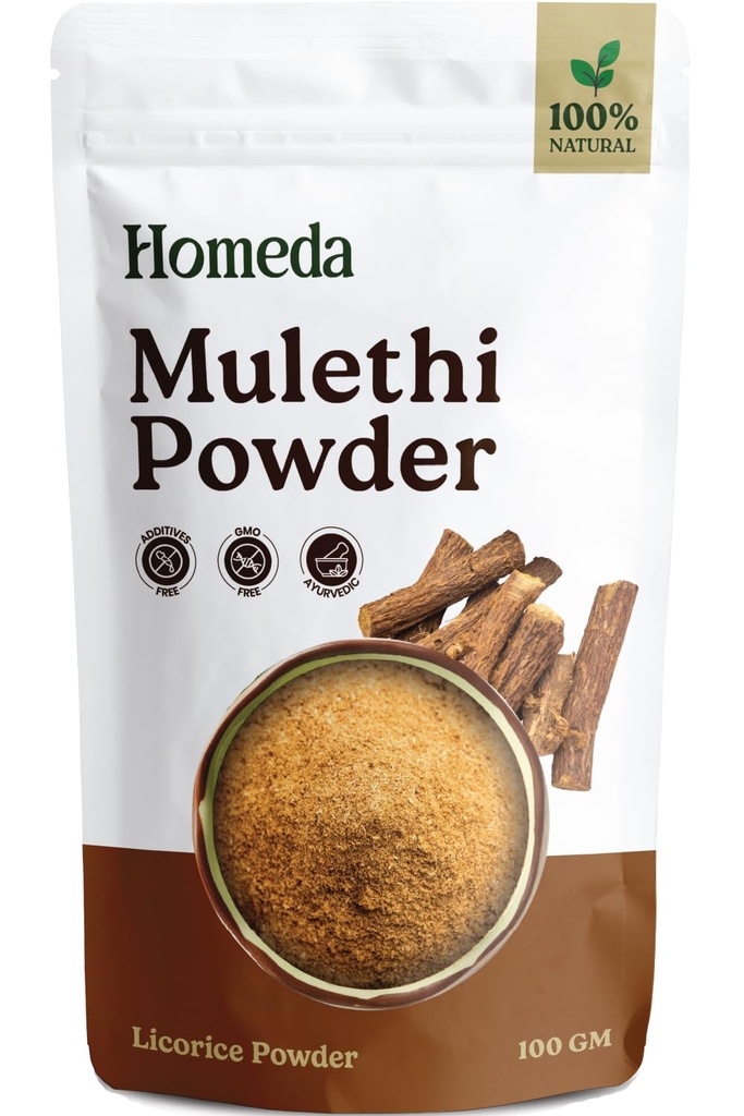 Bio-Licorice-Root-Pulver (3,5 oz - 100g), Mulethi-Pulver Organisch für Gesicht, reines Licorice Root-Extrakt für Haut, Regaliz Raiz Organico getrocknete Liquorice Roots Herb, Extracto De Regalis 0,2 lb