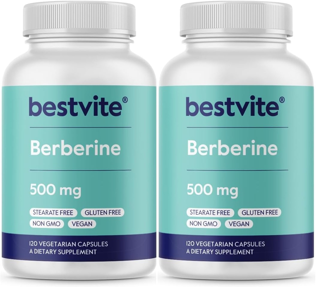 Berberine 500mg (240 vegetarische Kapseln) (2-Pack) - keine Füller - keine Stearaten - keine Fließmittel - Vegan - Glutenfrei - Non GMO
