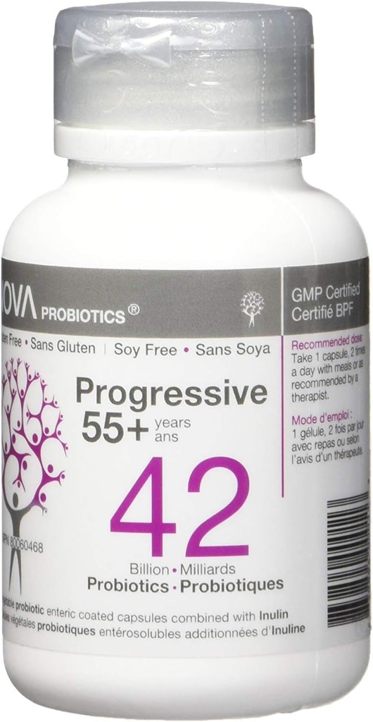 Probiotici NOVA Multi-Strain Progressive 55+ 42 miliardi di Probiotici per Capsule-60 VCaps
