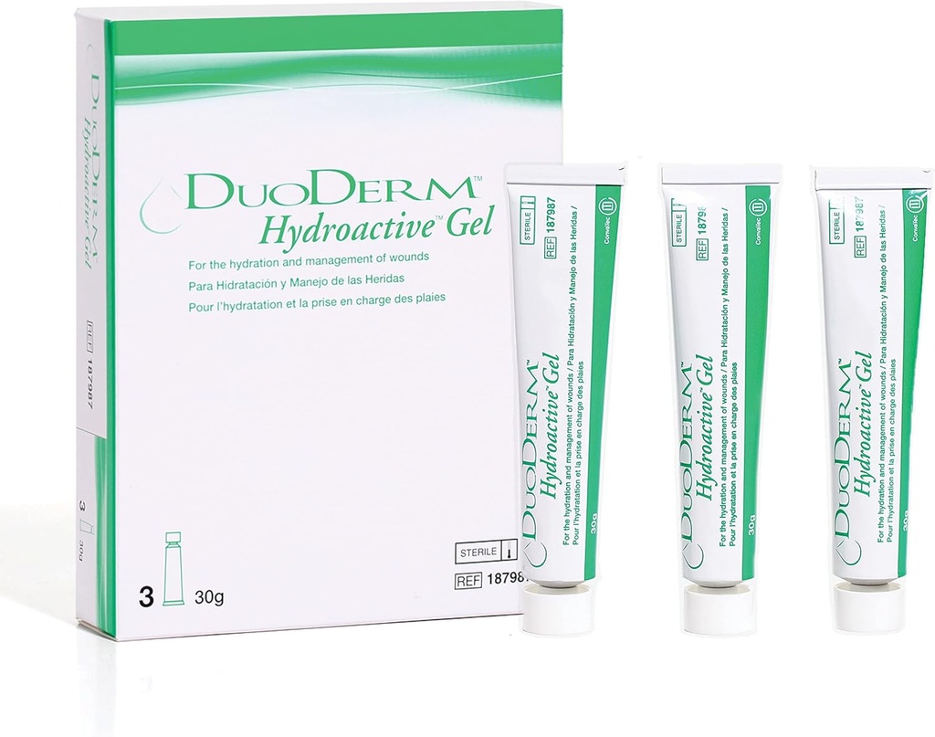 ConvaTec DuoDERM Hydroactive Steril Gel, 30 Grams Tube für die Verwaltung von Partial und Full-Thickness Wounds, Aids Autolytic Debridement, 187987, Box of 3 Tubes