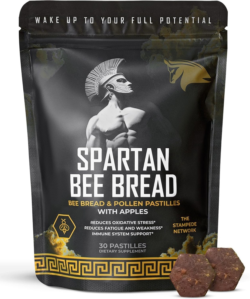 Spartan Bee Bread Chewables – Bee Bread Raw Organic Natural Multivitamin with Bee Pollen, Propolis & Royal Jelly | Fermented for Energy, Vitality, Recovery & Immunity | Non-GMO, Nothing Synthetic