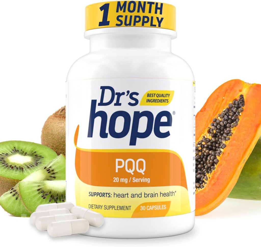 Dr's Hope Pyrroloquinolin Quinone Supplement 20 mg - Fördert Gehirn, Herz und Psychische Leistung - Für Muskelfunktion, Energieproduktion & Langlebigkeit - Glutenfrei - 30 Vegan Kapseln - 1 Monat Versorgung