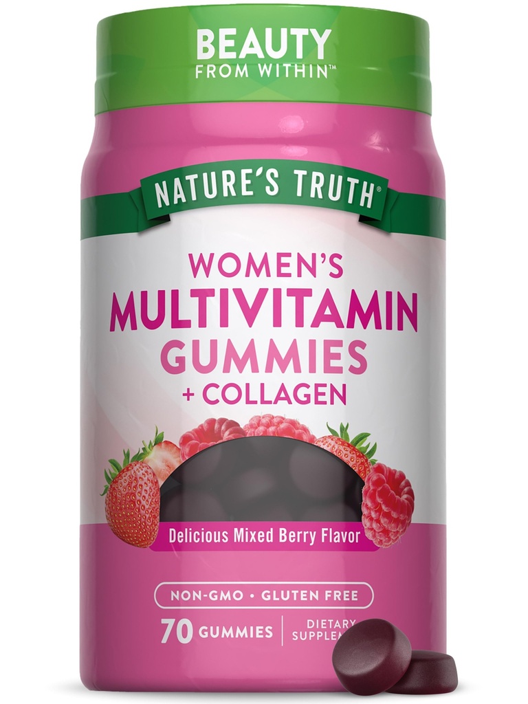 Verità della natura Donne Multivitamina Gummies Plus Collagen & Biotin | 70 Count | Non-GMO & Gluten Supplemento gratuito