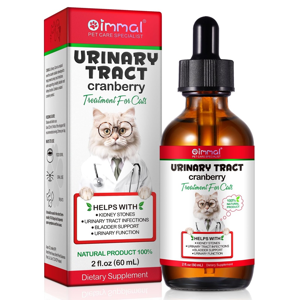 Tract urinaire pour chats, gouttes naturelles de traitement de l'infection par le tract urinaire de chat - Supports Bladder, Pierre de rein, Chien UTI, Supplément de support de rein de canneberge, Arôme de poulet - 60 ml / 2,02oz