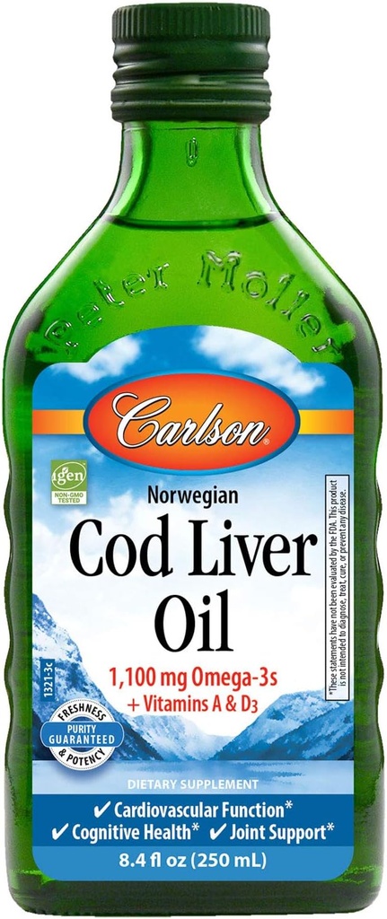 Carlson Cod Liver Oil, Norwegisch, Natürlich, 1.100 mg Omega-3s, 250 ml