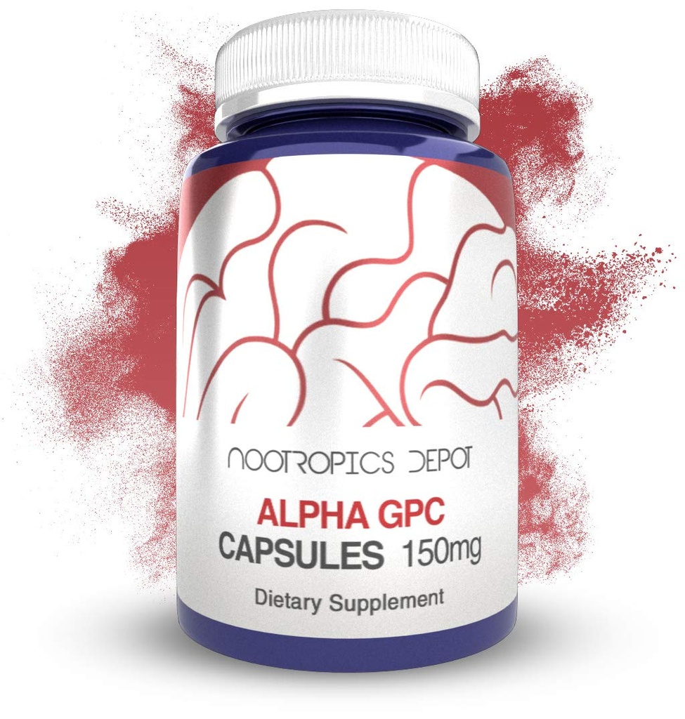 Nootropics Depot Alpha GPC Capsules $ 150mg $ 180 Comte $ Supplément cholinergique $ Supplément pour la santé cérébrale $ Soutient une fonction cérébrale saine $ Améliorer la cognition, la mémoire + Focus