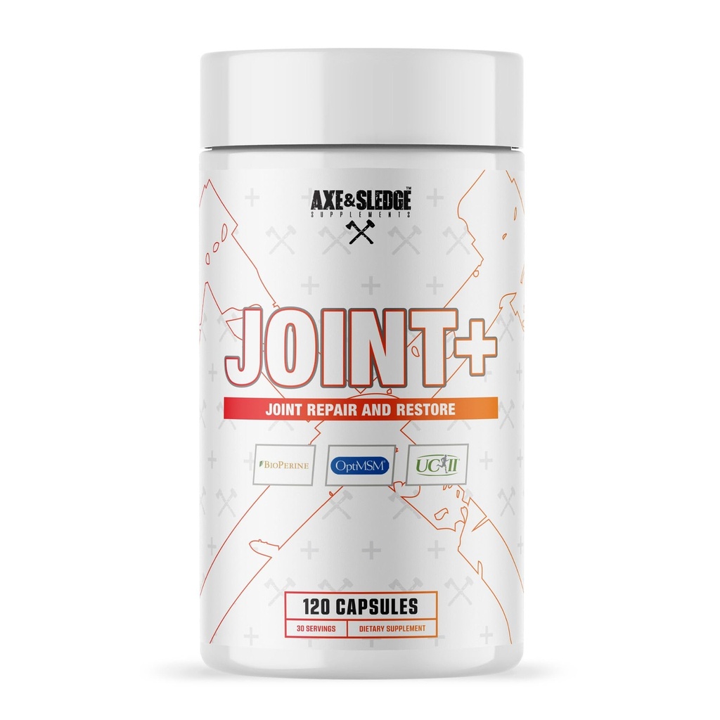 Axe & Sledge Joint+ | Joint Health Support Supplement mit UC-II Collagen, Glucosamin, MSM, Bioperine | 1g Glucosamin, 500mg OptiMSM, 40mg UC-II Collagen | 30 Servierungen