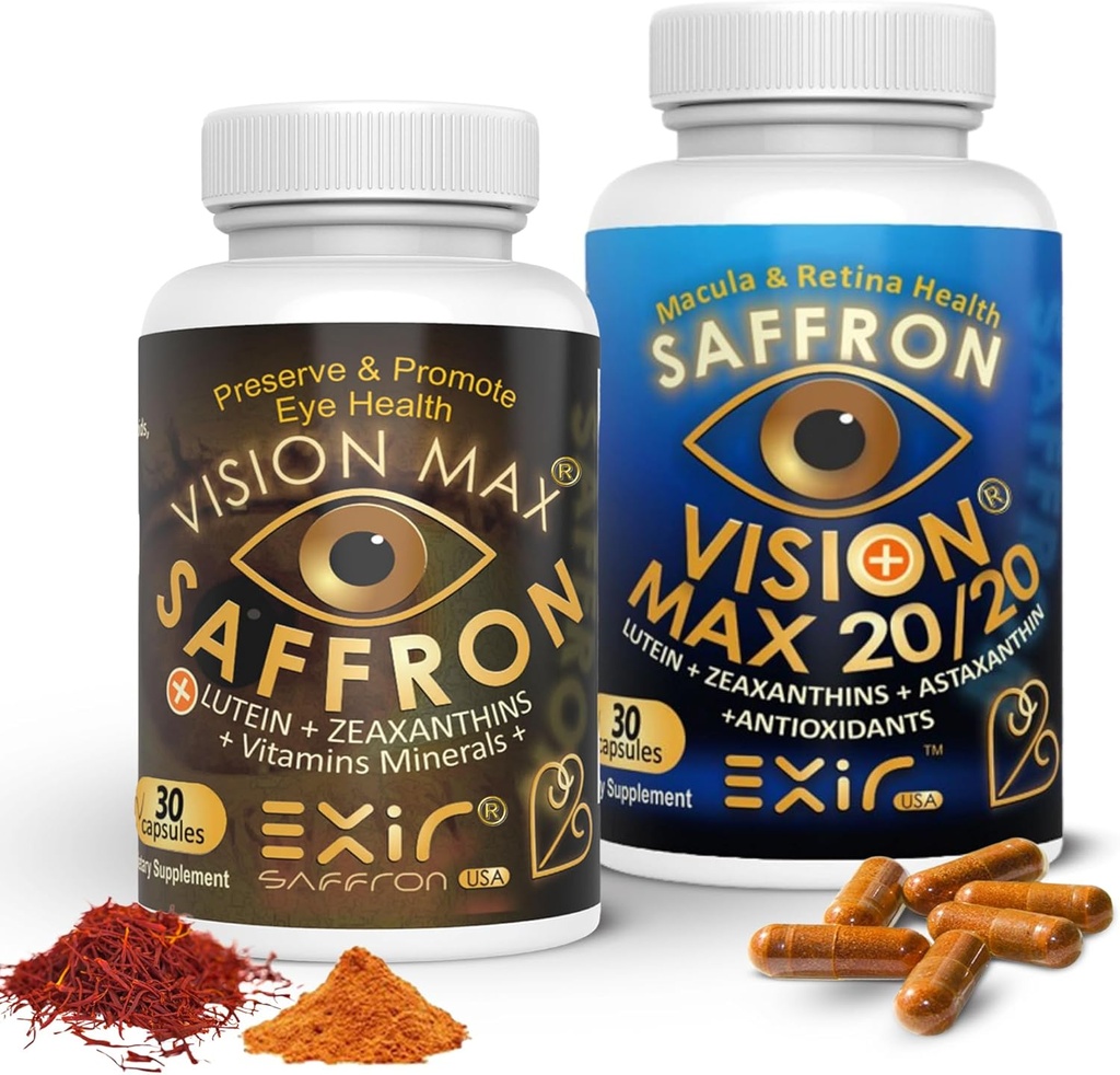 EXIR Augen Vitamin Ergänzungen, Set von 2, unterstützt Retina Macular, 60 Kapseln