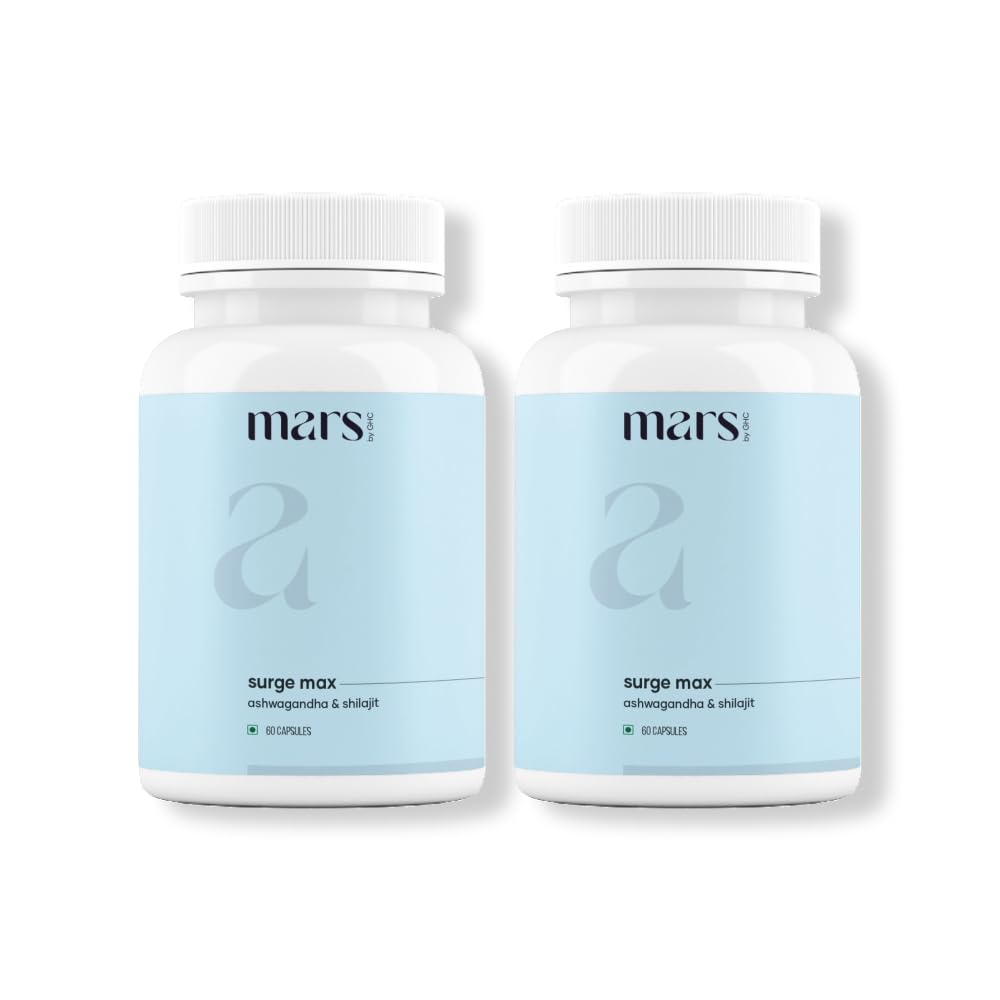 Mars Surgemax Natürliche Kapseln mit Shilajit & Safed Musli | Unterstützt Energie, Stärke & Immunität | für Active Lifestyle | 120 Kapseln | Paket von 2