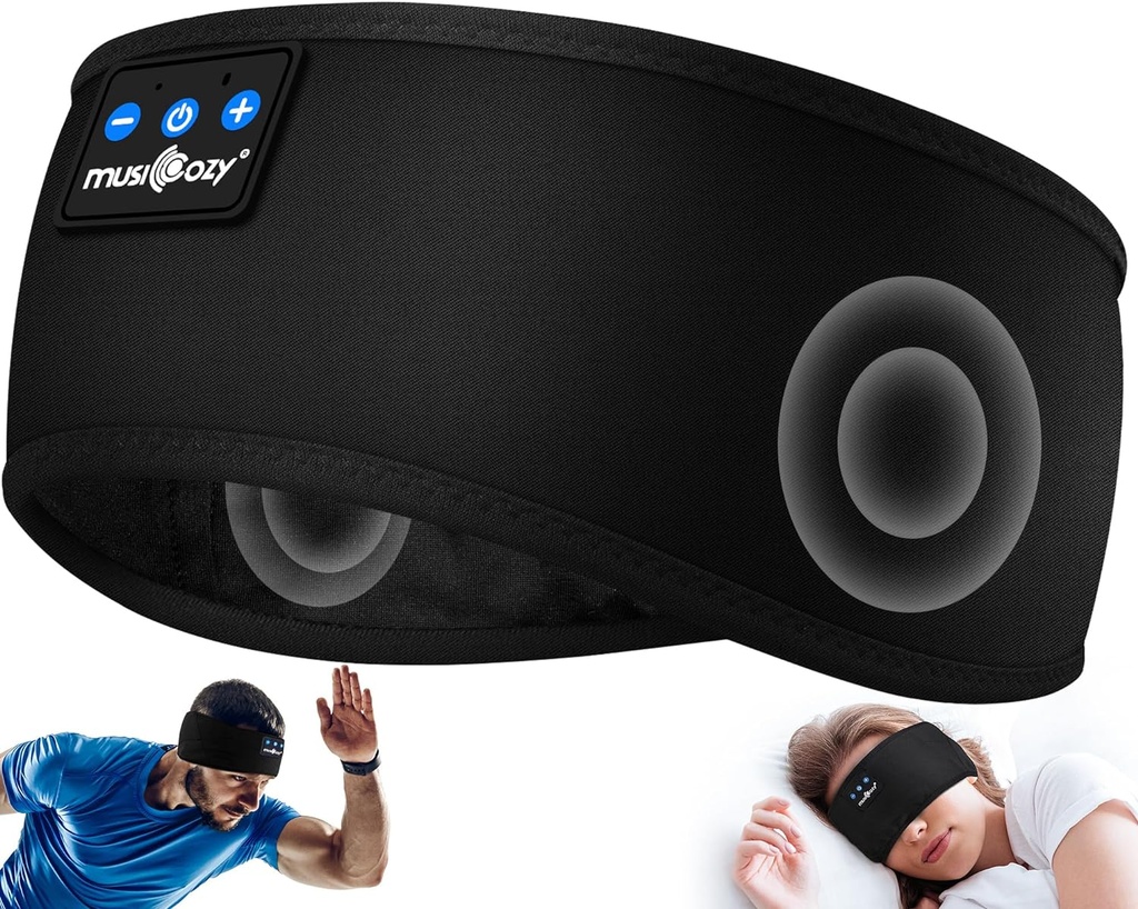 MUSICOZY Cuffie del sonno Bluetooth 5.4 Fascia, Auricolari senza fili sport Auricolare resistente agli urti Cuffia addormentata con Altoparlante stereo HD Ultra-Thin per allenamento Gadget freddi Regali unici