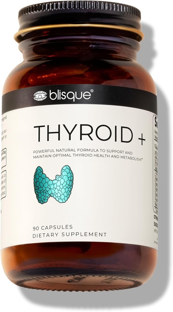 Blisque – Schilddrüsen-Supplement-Komplex für Metabolismus Boost und Erhöhte Energie, Klarheit und Fokus | Doctor-Approved | mit Jod, Ashwagandha, Zink, L-Tyrosine | 90 Kapseln