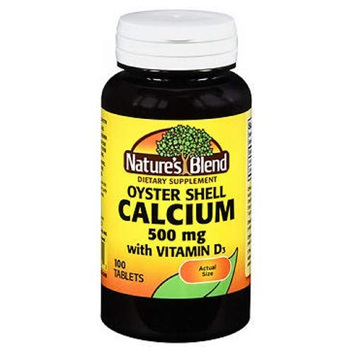 Mélange naturel Oyster Shell Calcium 500 mg + D - 100 comprimés, boîte de 2