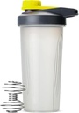 Bouteilles de stylo-shaker pour mélanges de protéines avec bouchon de twist, 28 oz, gris/jaune, bouteille de shaker de protéines avec boule de fouet