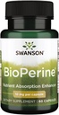 Swanson Bioperine Enhancer d'absorption des éléments nutritifs 10 Milligrammes 60 Capsules