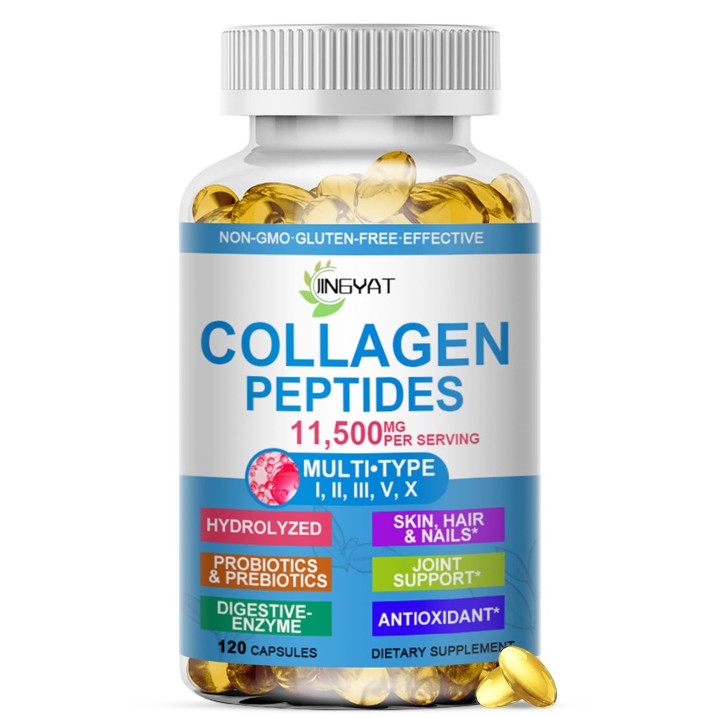 Peptide di collagene Softgels, Peptide Multi Collagen w/ Glucosamine Condroitin MSM Biotin, Complesso di peptidi di collagene idrolizzato per le donne Supporta i giunti di pelle dei capelli delle unghie Bones Gut Health, Non-GMO