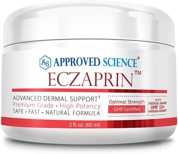 Approvato Science Eczaprin Balm - 30% Manuka Honey (UMF 10+), 5% Colloidal Oatmeal - Genere Formula per Asciugare, Itchy Skin - per tutti i tipi di pelle - Paraben-Free, Non-OGM, Soy-Free, Wheat-Free - 2 fl. Oz.