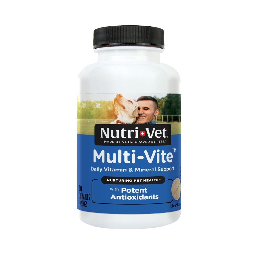 Nutri-Vet Multi-Vite Chewables for Adult Dog, Daily Dog Vitamins & Minerals, Supports Balanced Diet, Pet Multivitamin, Supporti Joint, Immune e Cardiovascular Health in Canines, 60 Count