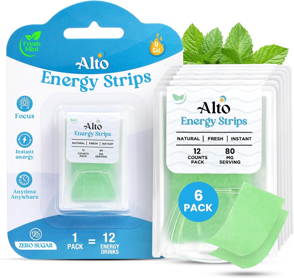 Bandes d'énergie Alto avec 80 mg de caféine naturelle par service – Absorption 10X plus rapide.