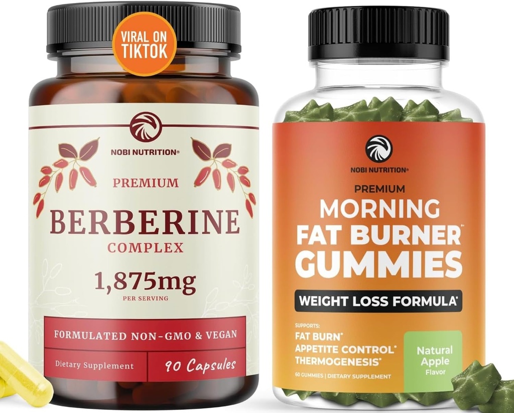 Berberine Complex Supplement und Burn Gummies | Full Weight Loss Support mit Green Tea & Bitter Melon | Appetite Suppressant, Belly Fat Reducer und Thermogenic Support | 1 Monat Versorgung