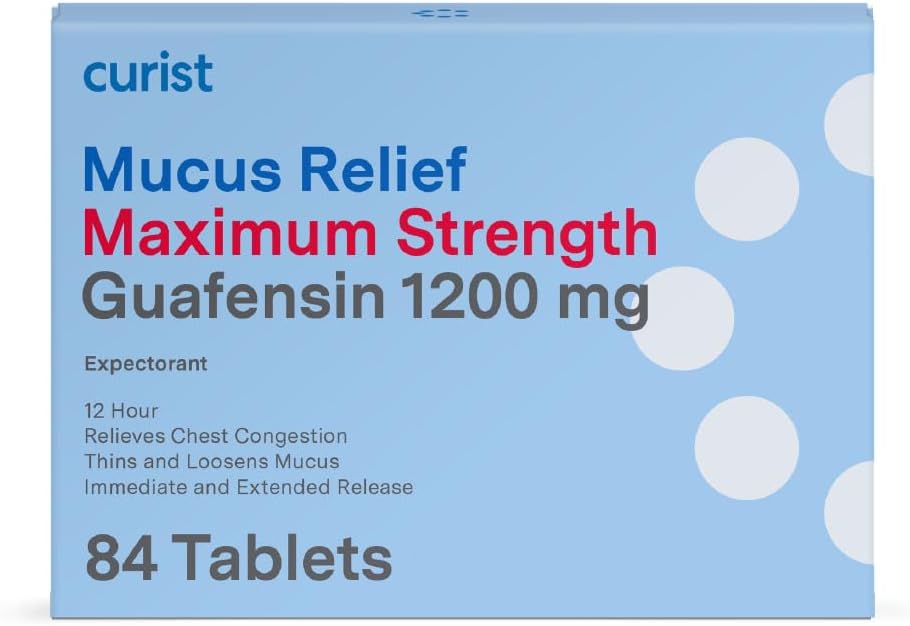 Curist Guaifenesin Mucus Rilievo 1200 mg Massima resistenza OTC - 84 conteggio Tabelle di rilascio prolungate - Ridurre Congestione di muco chiaro (84 Contenitore Bulk Pack)