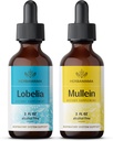 HERBAMAMA Kit de gouttes liquides à base de plantes - Ensemble d'extrait de lobelia et de teinture de feuille de Mullein 2 fl oz - végétalien, non-OGM, sans sucre et sans alcool - 2 Pack
