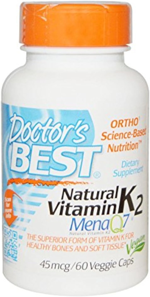 Doctor's Best Natural Vitamin K2 Mk-7 mit Menaq7 45 Mcg 60 Veg Caps