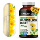 BIO KRAUTER Dandelion Root Supplemento - 1800 mg di resistenza - 250 contatori - Dandelion Root Capsules - Vegan Capsule per il supporto del fegato & Immunity
