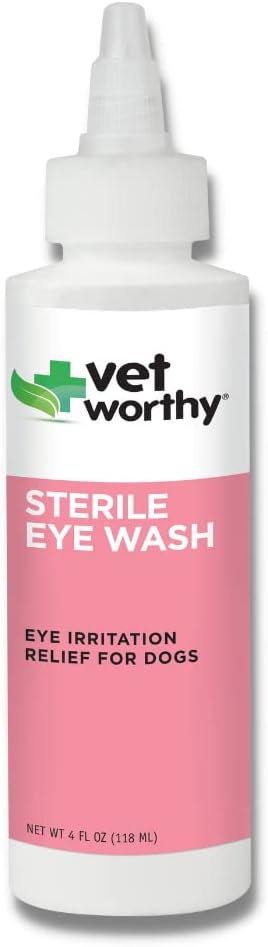 Vet Worthy Eye Wash für Hunde - Sanfte Augenreinigungslösung für Hunde zu verhindern Tear Stain und Augenreizung - Hundeaugenreiniger für Tear Stain, Schmutz und Augenentladung - 4oz