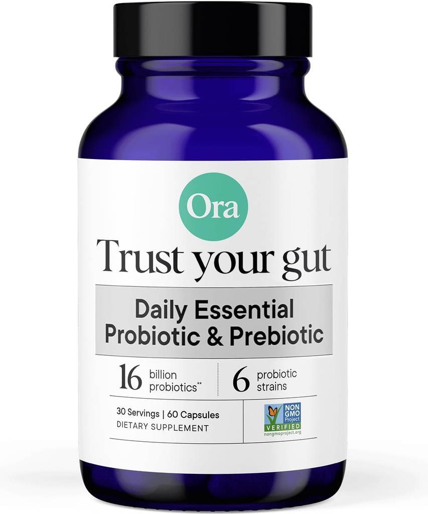 Ora Organic Probiotics mit Präbiotika für Verdauungsgesundheit 16 Billion CFU - Trust Your Gut - Strains - Acidophilus Lactobacillus Breve Bifidum Lactis